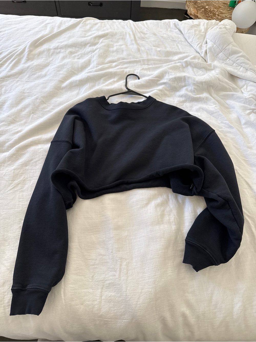 Black Cropped Crewneck Sweatshirt by FORM Size XS/S Made in LA